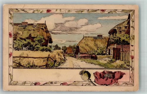 Klatschmohn Bauernhaus Künstlerkarte