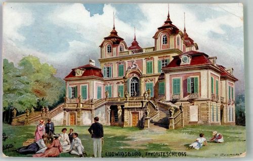 W7140 Ludwigsburg , Württ sign. Schnorr P. Oilette Serie Ludwigsburg No. 715 B Favoriteschloss Tucks 1910
