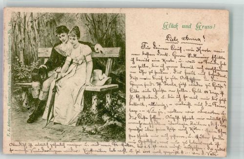 Liebespaar F.A. Ackermann Kunstverlag No. 24 Frau Künstlerkarte 1897 Künstlerkarte