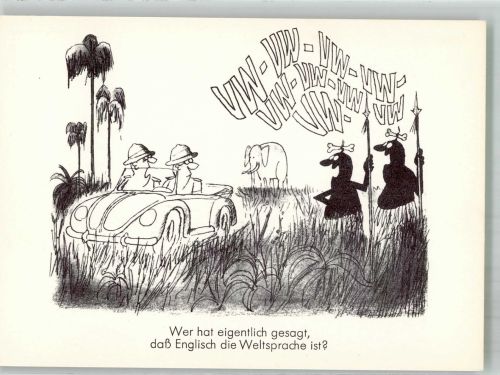 VW Schwarzafrikaner Elefant Humor Künstlerkarte
