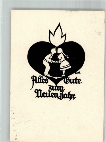 Scherenschnitt Neujahr Schwindt, A. Künstlerkarte
