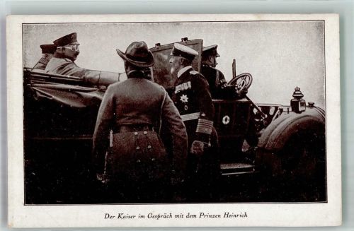 Der Kaiser an Bord eines Automobils im Gespräch mit Prinz Heinrich Verlag Imberg & Lefson Adel Kaiser Wilhelm II