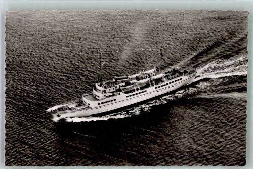 W2284 Hörnum Sylt Fliegeraufnahme vom Fahrgastschiff Wappen von Hamburg Seebäderschiff Foto AK