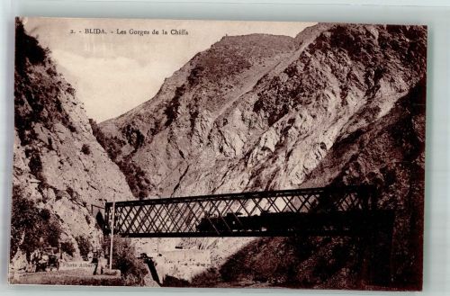Blida Zug auf Eisenbahnbrücke Les Gorges de la Chiffa Fotograf Albert Dampflokomotive