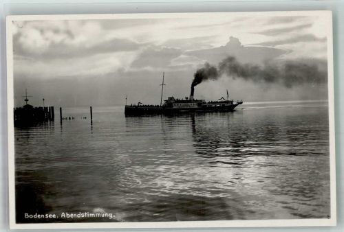 Raddampfer Königin Charlotte in der Abenddämmerung Fotograf Aubert Ulrich Bodenseeschiff Foto AK