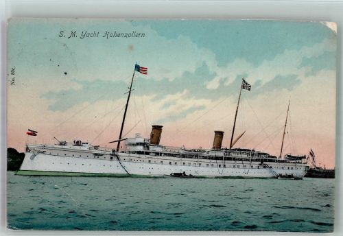 W2300 Kiel , Ostsee Die Kaiserliche Jacht S.M. Hohenzollern Ort lt. Stempel Adel Kaiser Wilhelm II 1907
