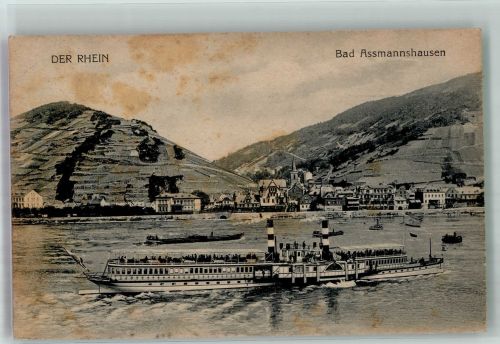 W6220 Assmannshausen Raddampfer vor dem Ort Rheinschiff 1921
