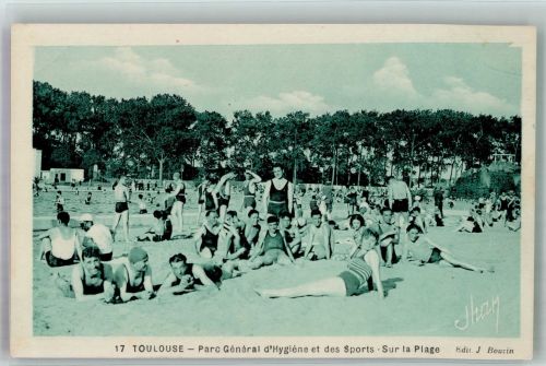 Toulouse Badegäste am Strand des Parc General d'Hygiene et des Sports Bademode