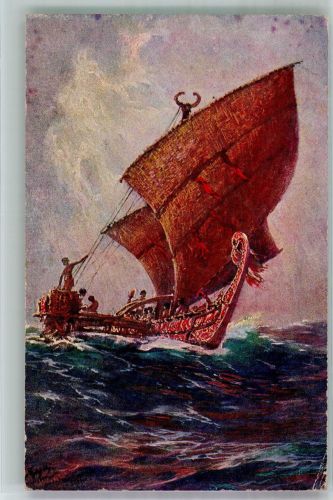 Das letzte Boot von der Insel Agomes Südsee Kolonialkriegerdank Nr. 7 Feldpost WK I Bohrdt, H. 1918 Künstlerkarte