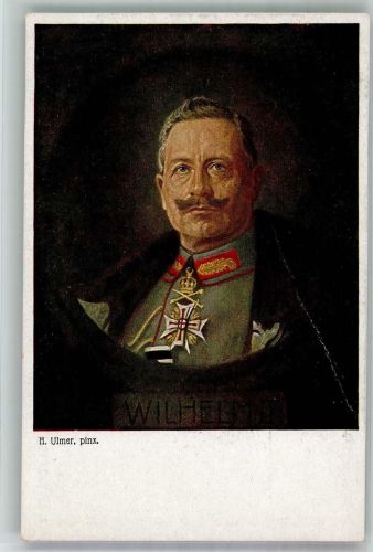 sign. Ulmer Portrait des Kaisers in Uniform Adel Kaiser Wilhelm II Künstlerkarte