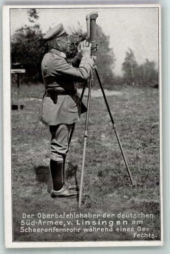 General von Linsingen am Scherenfernrohr während eines Gefechts WK I Verlag Imberg & Lefson 228 General