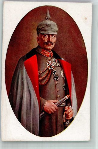 sign. Grabendorff Portrait des Kaisers in Uniform mit Pickelhaube Eisernes Kreuz Adel Kaiser Wilhelm II Künstlerkarte