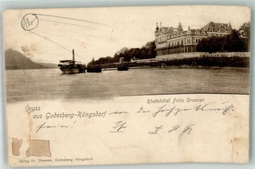 53111 W5300 Bad Godesberg 1900 Gebrauchsspuren Rheinhotel Fritz Dreesen Boot Gruss Rüngsdorf