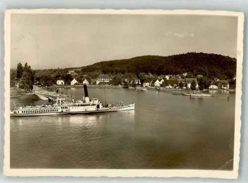 88690 W7772 Unteruhldingen , Bodensee Gebrauchsspuren Raddampfer Foto AK