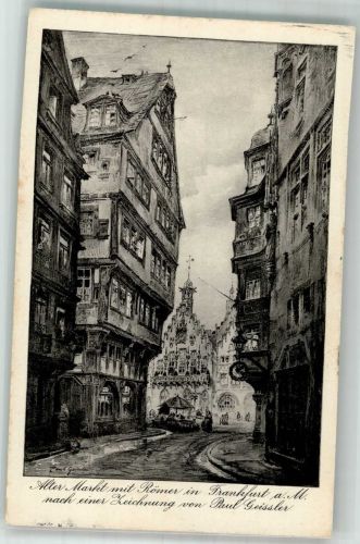 60308 W6000 Frankfurt am Main 1916 Künstlerkarte Alter Markt Römer sign. Paul Geissler