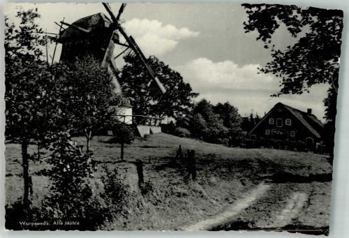 27726 W2862 Worpswede Gebrauchsspuren Alte Mühle Windmühle Foto AK