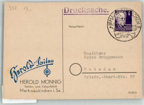 08258 O9659 Markneukirchen Gebrauchsspuren Saiten Catgutfabrik Herold Mönnig
