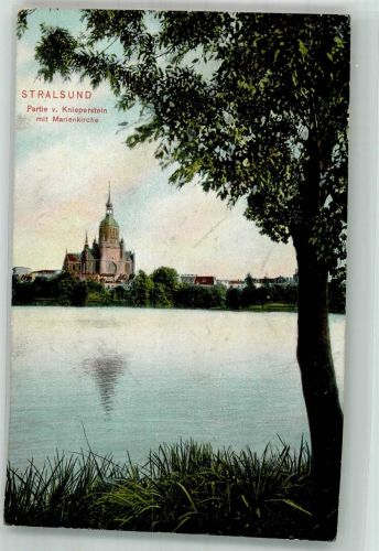 18435 O2300 Stralsund 1909 - Knieperstein Marienkirche
