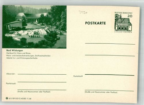 34537 W3590 Bad Wildungen Ganzsache Heilbad