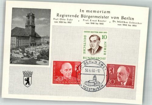 10115 W1000 Berlin Mitte - Regierende Bürgermeister Suhr Reuter Schreiber Wappen Bär Auto Bus