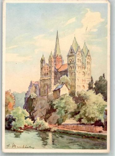 65549 W6250 Limburg a d Lahn Künstlerkarte sign. Mumbächer Der Georgsdom Werbung Eduscho-Kaffee Notopfermarke