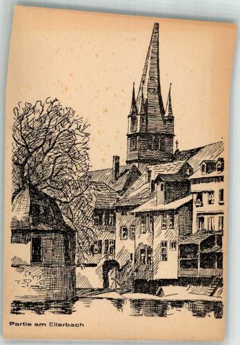 55543 W6550 Bad Kreuznach Künstlerkarte Das alte Kreuznach Ellerbach Kirche Erich Maier
