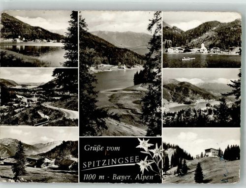 83727 W8162 Spitzingsee Foto AK Panorama mit Pfarrkirche St. Bernhard Edelweiss Verlag Peter Triem