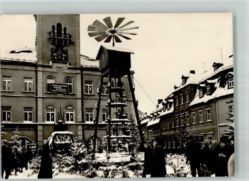 08289 O9412 Schneeberg , Erzgeb Winter Markt mit Weihnachtspyramide