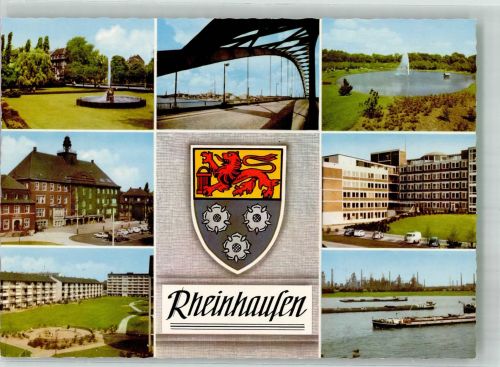 47051 W4100 Rheinhausen , Niederrhein Foto AK Bezirksamt Rheinbrücke Johanniter-Krankenhaus