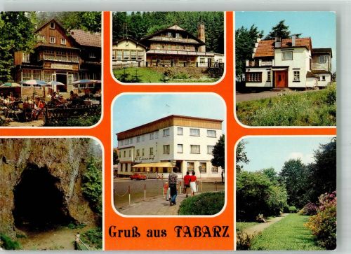 99891 O5808 Tabarz , Thüringerw Foto AK Gasthaus Massermühle Ferienheim Schweizerhaus Cafe Deysingslust Backofenloch im Lauchagrund Hotel Tabarzer Hof Park ma FDGB-Erholungsheim Theo Neubauer Fotograf Hoffmann