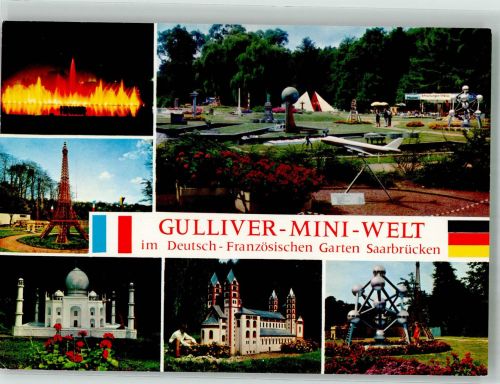 66111 W6600 Saarbrücken Foto AK Gulliver-Mini-Welt im Deutsch-Französischen Garten