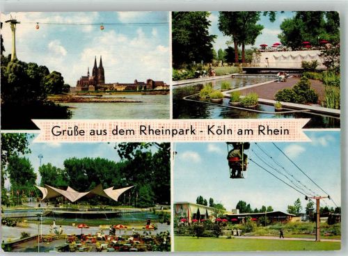50667 W5000 Köln Deutz 105 Foto AK Rheinpark Rhein-Seilbahn Tanzbrunnen Sessellift Fotograf Horst Ziethen