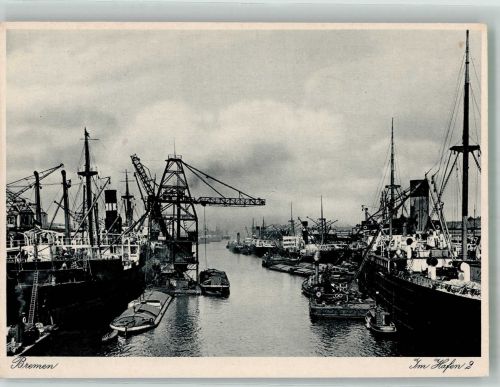 28195 W2800 Bremen Foto AK Dampfer im Hafen 2