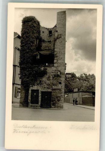 38855 O3700 Wernigerode Privatfoto AK Dullenturm Ort handschriftlich