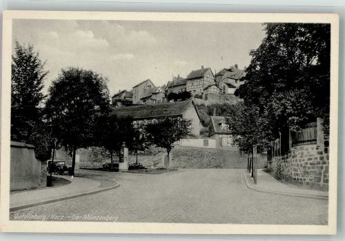 06484 O4300 Quedlinburg - Der Münzenberg Litfaßsäule Oldtimer