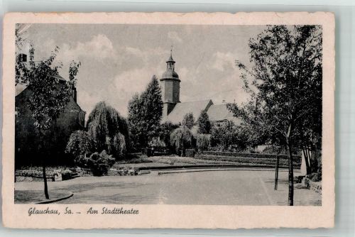 08371 O9610 Glauchau Foto AK Parkanlagen mit St. Georgen Kirche