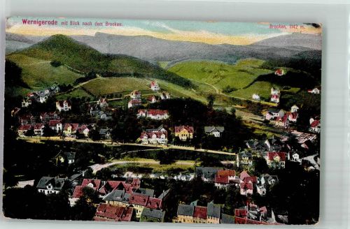 38855 O3700 Wernigerode 1913 - Panorama des Ortes mit dem Brocken Verlag Löffler & Co. No. 5569