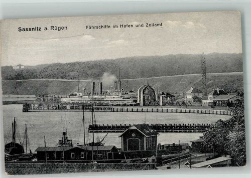 18546 O2355 Sassnitz - Fährschiffe im Hafen und Zollamt