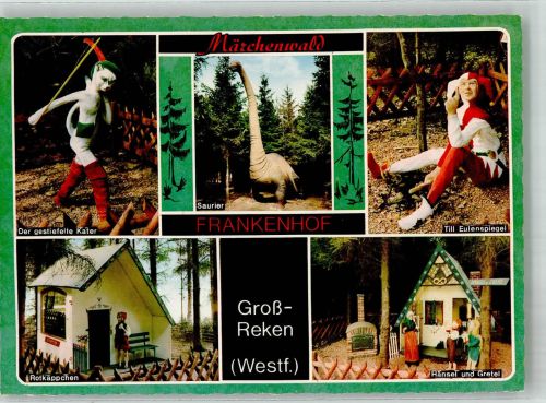 W4421 Groß Reken Märchenwald Frankenhof Der gestiefelte Kater Till Eulenspiegel Hänsel und Gretel Dinosaurier Rotkäppchen Foto AK