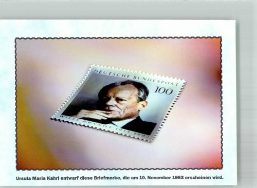 Briefmarke von Ursula Maria Kahrl mit dem Portrait des SPD-Politikers Brandt, Willy Foto AK