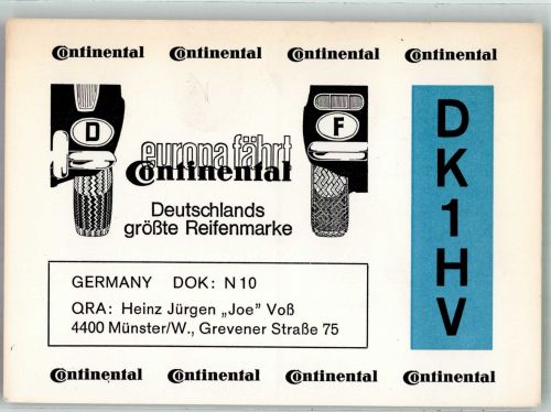 W4400 Münster , Westf DK1HV Continental Reifen Qsl-Karte Werbe AK