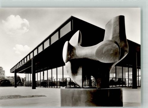W1000 Berlin Mitte Skulptur The Archer von Henry Moore vor der Nationalgalerie Skulptur Foto AK