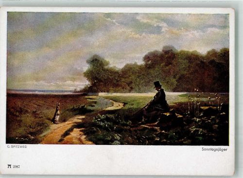 Sonntagsjäger Jagd Ackermanns Kunstverlag Serie 289 Nr. 2987 Spitzweg, C. Künstlerkarte