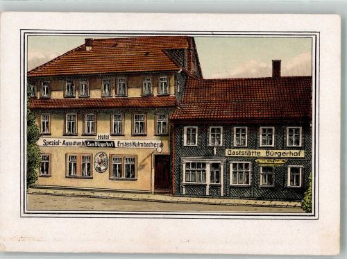 Gasthaus Hotel Zum Bürgerhof Kulmbacher-Ausschank Brauerei Künstlerkarte