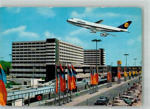 W6000 Frankfurt am Main Boeing 747 über dem Frankfurter Flughafen Lufthansa Foto AK