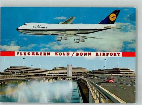 W5000 Köln Wahn 711 Boeing 747 über Flughafen Köln/Bonn Lufthansa Foto AK