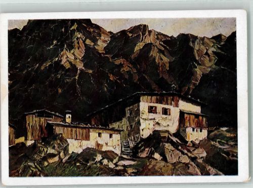 sign. Mulley, Oskar Einödhof Webers Pinakothek Reihe 16 Berghütte Künstlerkarte
