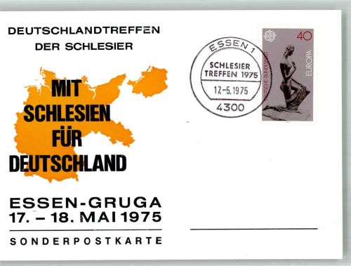 W4300 Essen , Ruhr Deutschlandtreffen der Schlesier Flüchtling 1975 Sonderstempel