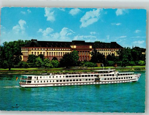W5400 Koblenz am Rhein Flusskreuzfahrtschiff Helvetia vor dem Kurfürstlichen Schloss Rheinschiff Foto AK