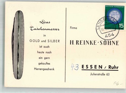 W4300 Essen , Ruhr Reinke und Söhne Taschenmesser in Gold und Silber Bestellkarte Kaufhaus